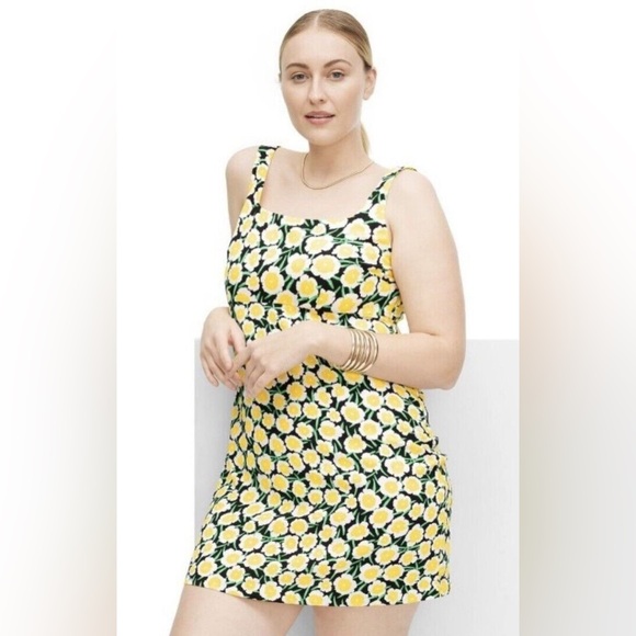 DIANE VON FURSTENBERG Mini Floral Yellow Chiffon Shift 70’s Dress NWT Sz 12 / L - Picture 16 of 16